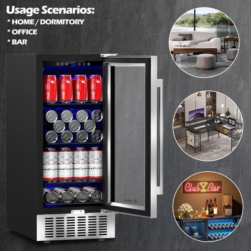 AOBOSI 94 Cans (12 oz.) Beverage Refrigerator with Wine Storage